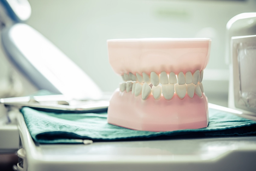 dentures placed table laboratory