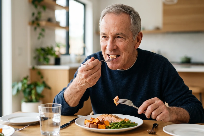denture adhesive help with eating