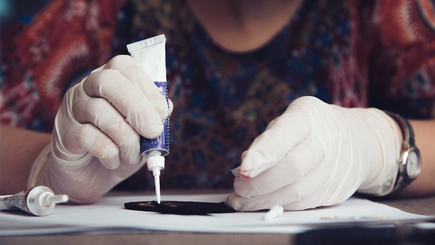 master working crafts with glue